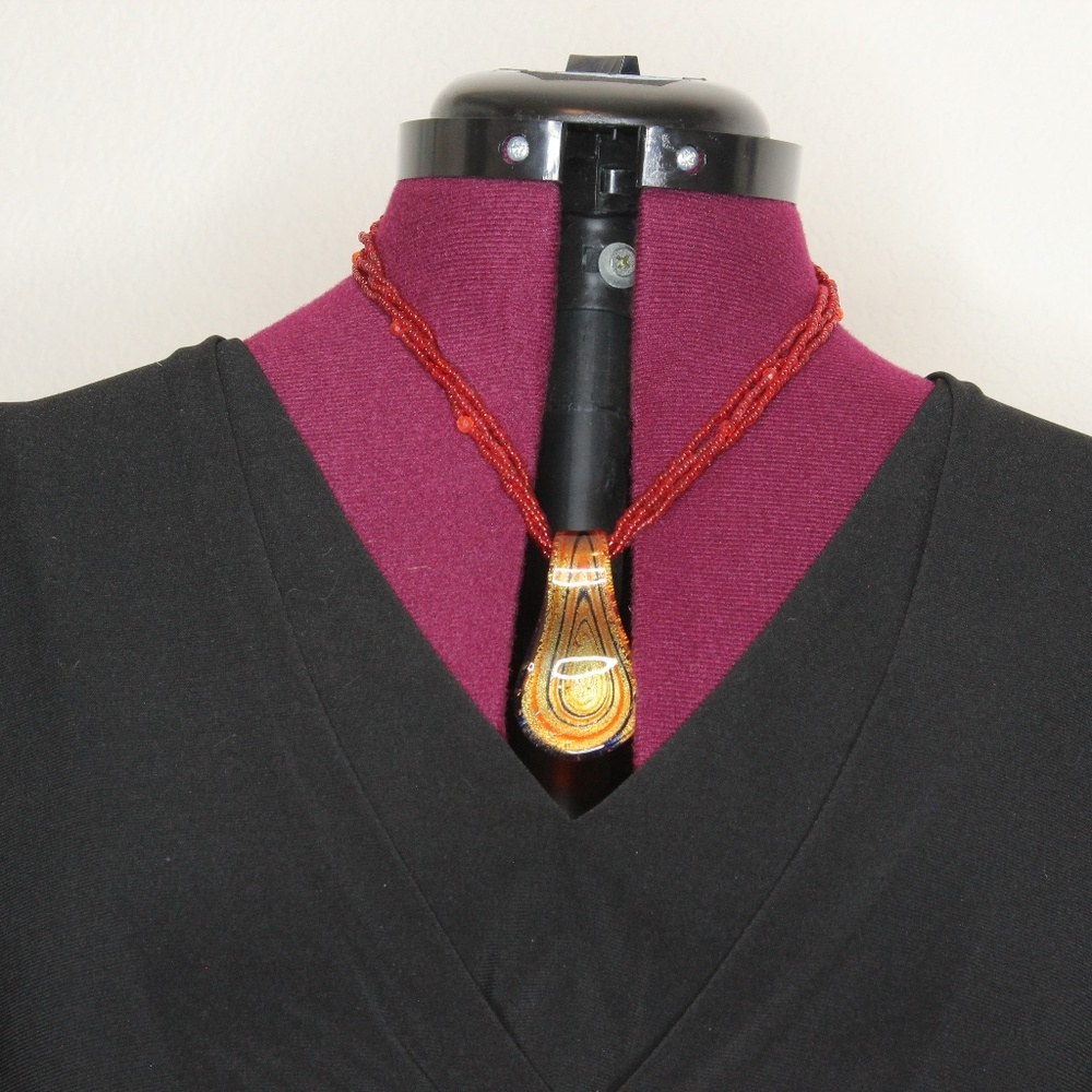 vintage 2000’s Handmade red beaded multi strand & glass